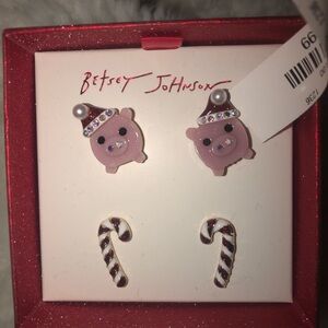 Betsey Johnson Pink Pig Earrings